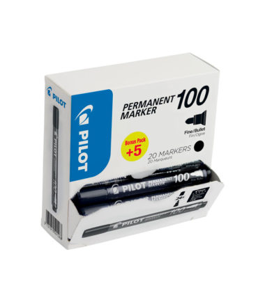 Marqueur permanent 100, boîte de 15 + 5 pièces Noir – PILOT