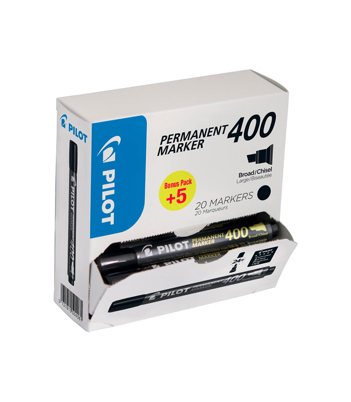 Marqueur permanent 400, boîte de 15 + 5 pièces Noir – PILOT