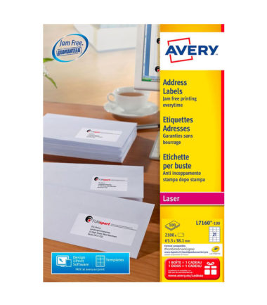 Etiquettes blanches laser QuickPeel 63,5 x 38,1 mm (2.100 pièces) – AVERY