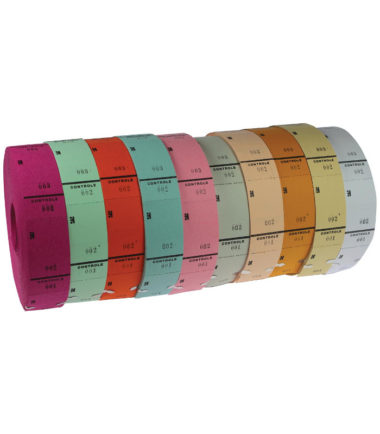 Rouleaux de tickets couleurs assorties - 10 pièces