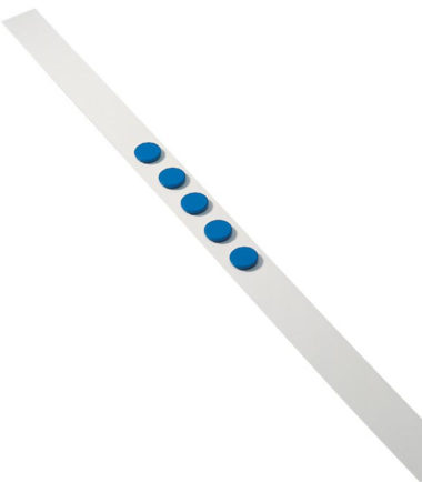 Bande murale longueur 1 m, avec 5 aimants bleus diamètre 32 mm