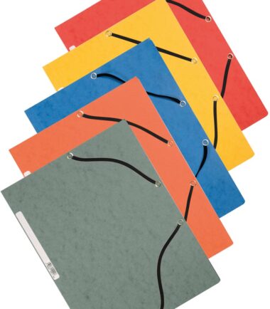 Farde à rabats, A4, 3 rabats et élastiques, carton, assorti, paquet de 10 pièces