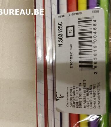 Cahiers piqués réf. 303125C - format A4 ligné - 80 pages