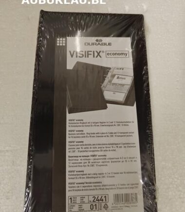 **VISIFIX® economy**
Classeur pour cartes de visite, avec 6 intercalaires alphabétiques et 12 pochettes transparentes pour 96 cartes de visite jusqu’au format 55 x 90 mm. Jeu d’extension réf. 2387 : 10 pochettes transparentes (80 cartes de visite).