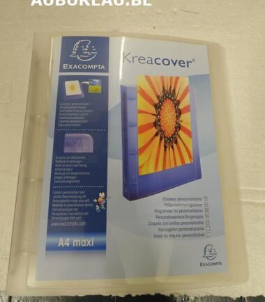 Couverture personnalisable-Classeur transparent avec pochette et 4 anneaux Exacompta réf 51568E