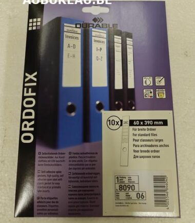 Étiquettes en papier pour dos de classeurs.
ORDOFIX-