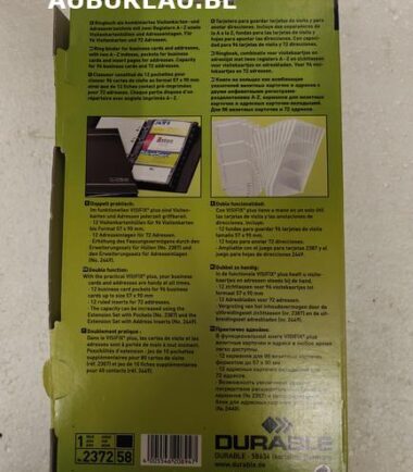 Ringbuch als kombiniertes Visitenkarten- und Adressverzeichnis mit zwei Registern A–Z sowie Visitenkartenhüllen und Adresseinlagen. Für 96 Visitenkarten und 72 Adressen.-Porte cartes de visite