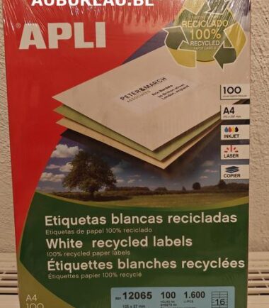 Bte de 100 feuilles A4 d'étiquettes 105 x 37 mm réf. 12065