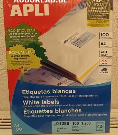 Bte de 100 feuilles A4 d'étiquettes réf. 01289
