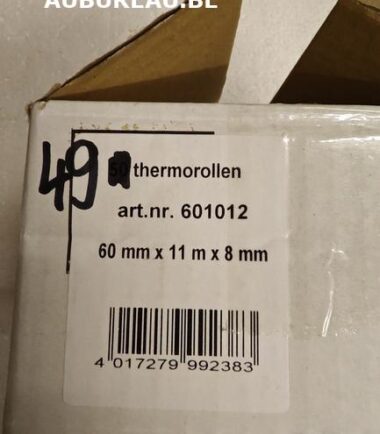 Bobine thermique our calculatrices et caisses enregistreuses. 
largeur 60 mm x longueur 11 m, mandrin: 8 mm réf. 601012