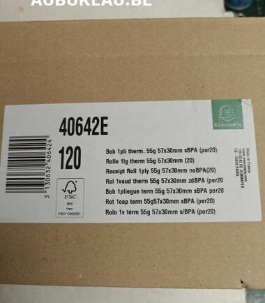 Bte de 120 rouleaux bobine pour tickets de carte bancaire 57x30mm - 9m - 1 pli thermique 55g/m2 - Blanc réf. 40642E