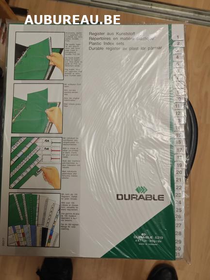 Hochwertig, sauber und hygienisch mit Deckblatt aus extra starker Durable Folie.-Jeu d'intercalaires de 1/31 Durable réf 6219
