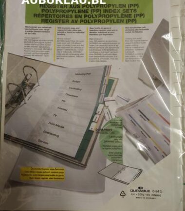 **REGISTER AUS POLYPROPYLEN (PP)**-Jeu d'intercalaires de 20 Durable réf 6443