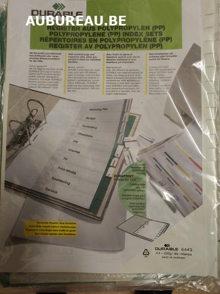 **REGISTER AUS POLYPROPYLEN (PP)**-Jeu d'intercalaires de 20 Durable réf 6443