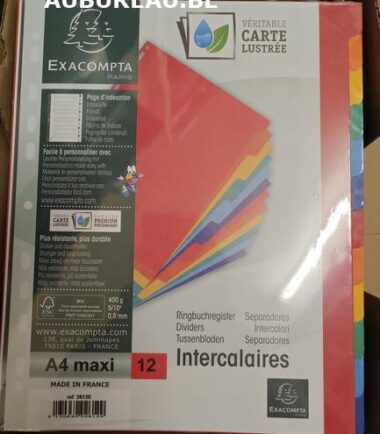 Jeu d'intercalaires de 12 Exacompta réf 2612E